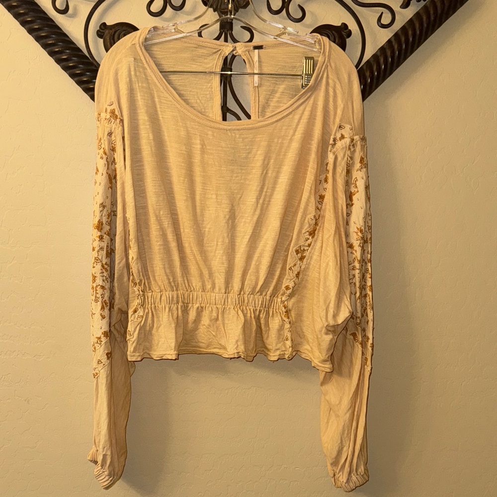 Free People Women's Cream Long Sleeve Top